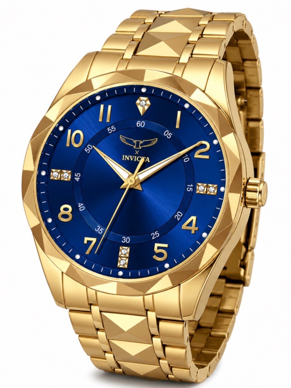 Invicta Blue Dial Gold Stainless Steel Bracelet Watch